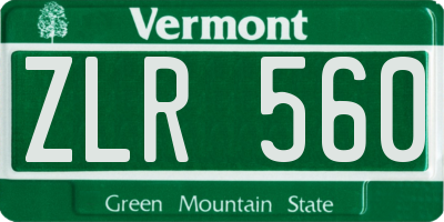 VT license plate ZLR560
