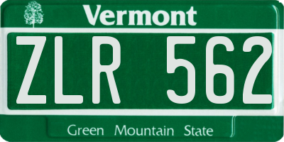 VT license plate ZLR562