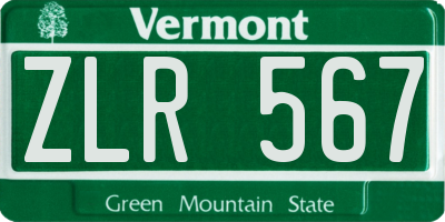 VT license plate ZLR567
