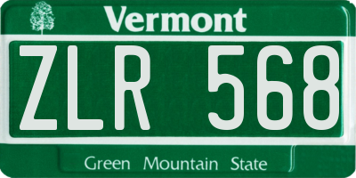 VT license plate ZLR568