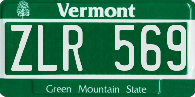 VT license plate ZLR569