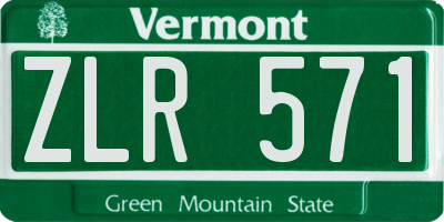 VT license plate ZLR571