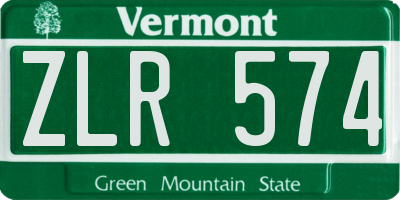 VT license plate ZLR574