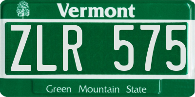 VT license plate ZLR575