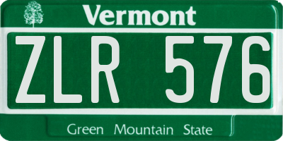 VT license plate ZLR576