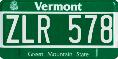 VT license plate ZLR578