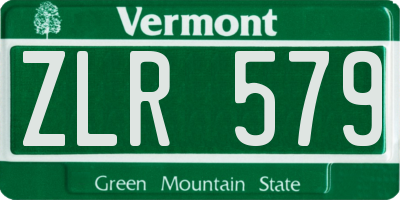 VT license plate ZLR579