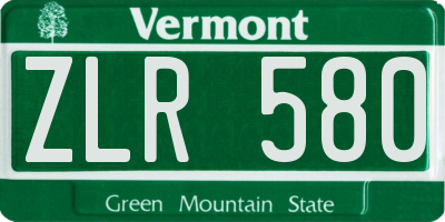 VT license plate ZLR580