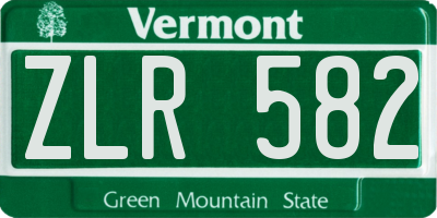 VT license plate ZLR582