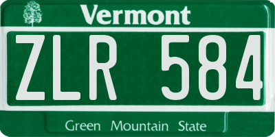 VT license plate ZLR584