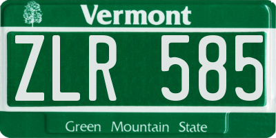 VT license plate ZLR585