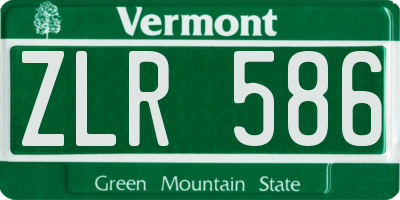 VT license plate ZLR586