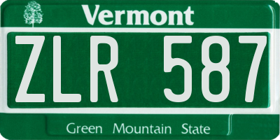 VT license plate ZLR587
