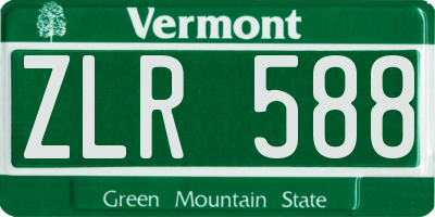 VT license plate ZLR588