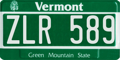 VT license plate ZLR589
