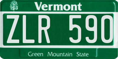 VT license plate ZLR590