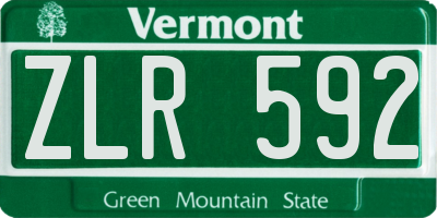 VT license plate ZLR592