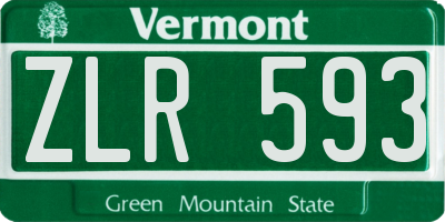 VT license plate ZLR593
