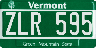 VT license plate ZLR595