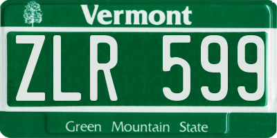 VT license plate ZLR599