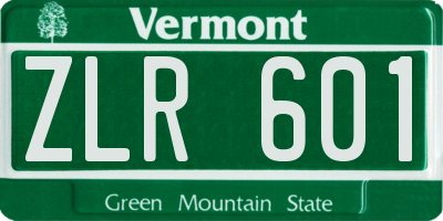 VT license plate ZLR601