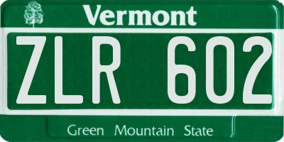 VT license plate ZLR602
