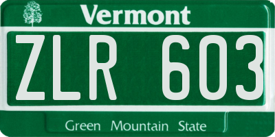VT license plate ZLR603