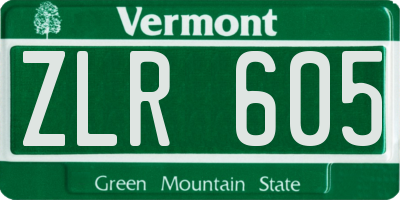 VT license plate ZLR605