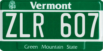 VT license plate ZLR607