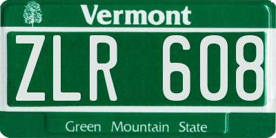 VT license plate ZLR608