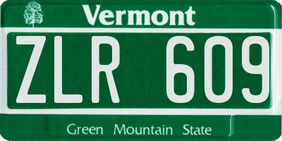 VT license plate ZLR609