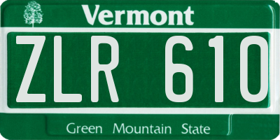 VT license plate ZLR610