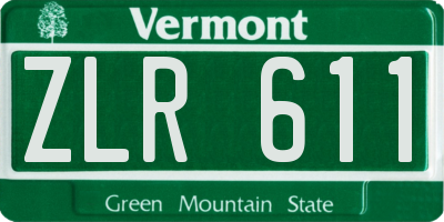 VT license plate ZLR611