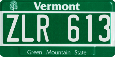 VT license plate ZLR613