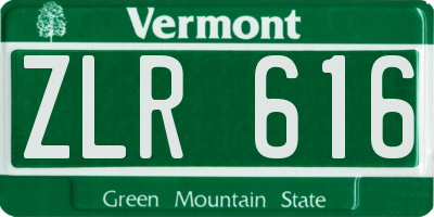 VT license plate ZLR616