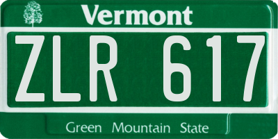 VT license plate ZLR617