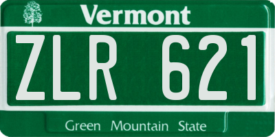 VT license plate ZLR621
