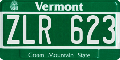 VT license plate ZLR623