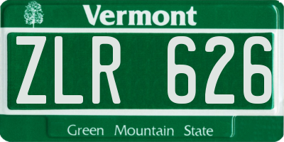 VT license plate ZLR626