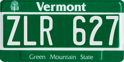 VT license plate ZLR627