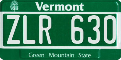 VT license plate ZLR630