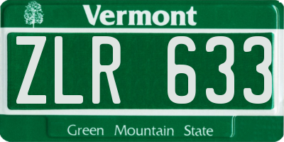 VT license plate ZLR633