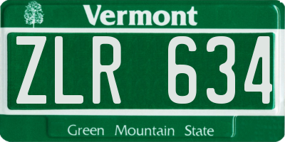 VT license plate ZLR634