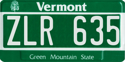 VT license plate ZLR635