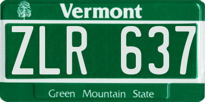 VT license plate ZLR637