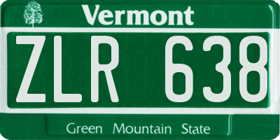 VT license plate ZLR638