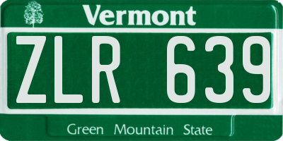 VT license plate ZLR639