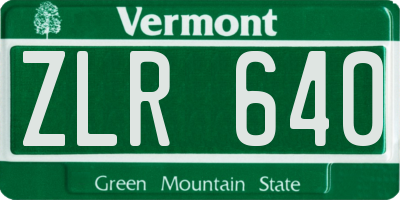 VT license plate ZLR640