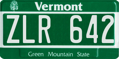 VT license plate ZLR642