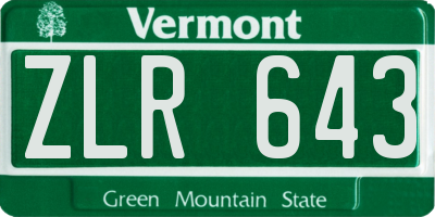 VT license plate ZLR643